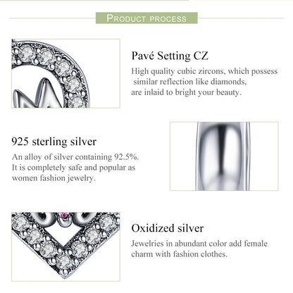 925 Sterling Silver Love Mother Heart Pendant For Diy Bracelets & Necklaces