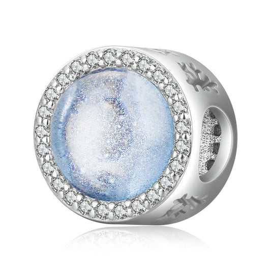 925 Sterling Silver Christmas Night Snow Scene Beads For Diy Bracelet Or Necklace