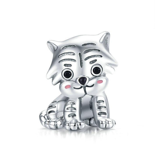925 Sterling Silver Tiger Bead Pendant For Diy Bracelets & Necklaces