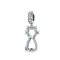 925 Sterling Silver Zircon Cat Pendant For Bracelet Diy Accessory