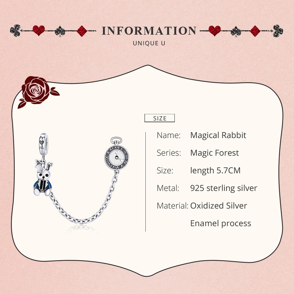 925 Sterling Silver Rabbit Safety Chain For Diy Bracelets