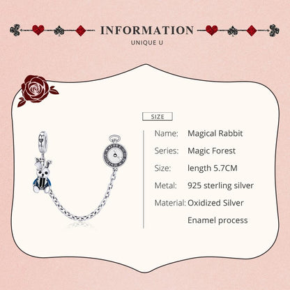 925 Sterling Silver Rabbit Safety Chain For Diy Bracelets