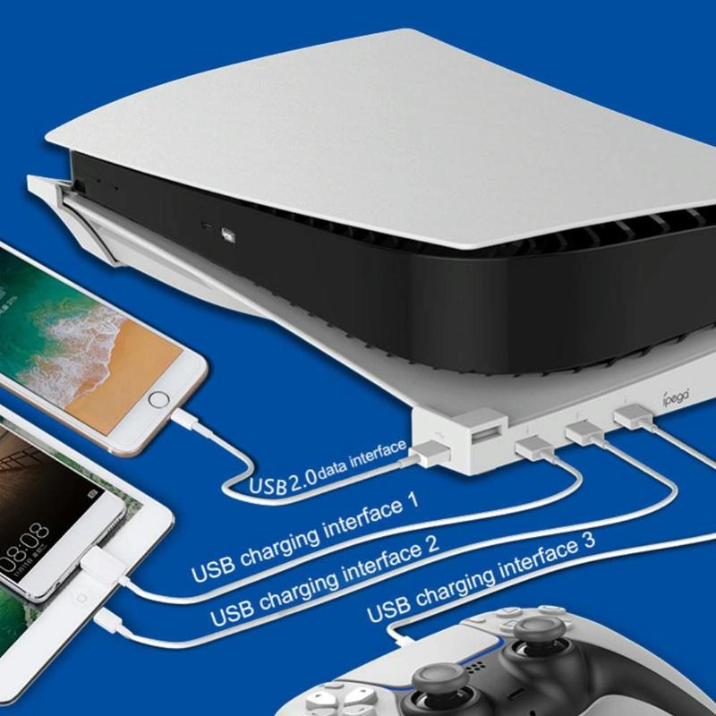 4-port Usb Hub Base for Ps5 Horizontal Stand
