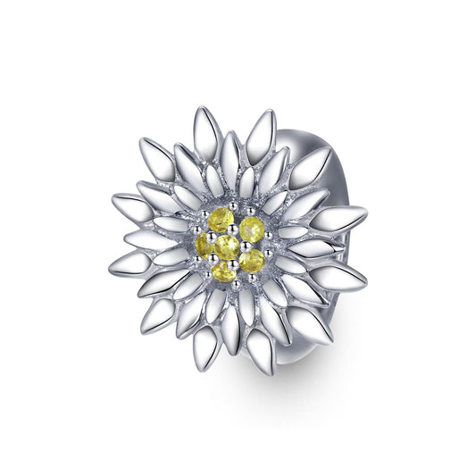 925 Sterling Silver Sunflower Bead Bracelet & Necklace Set