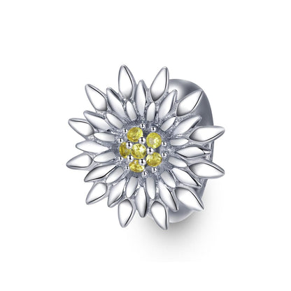 925 Sterling Silver Sunflower Bead Bracelet & Necklace Set