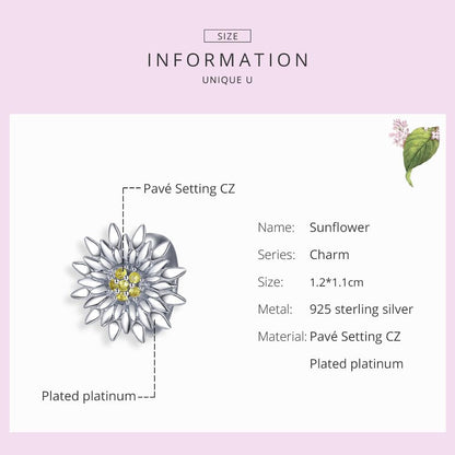 925 Sterling Silver Sunflower Bead Bracelet & Necklace Set