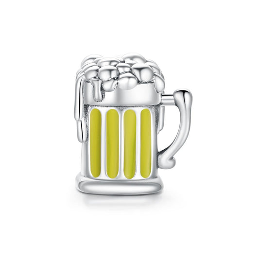 925 Sterling Silver Beer Mug Beads For Diy Bracelets & Necklaces