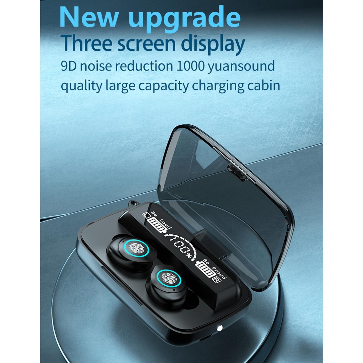 Waterproof Wireless Bluetooth Earphones with Touch Screen and Charging Box