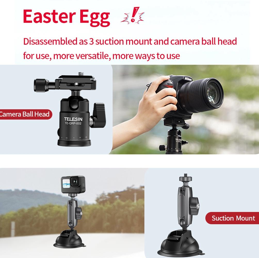 Car Mount For Action Camera With Suction Cup