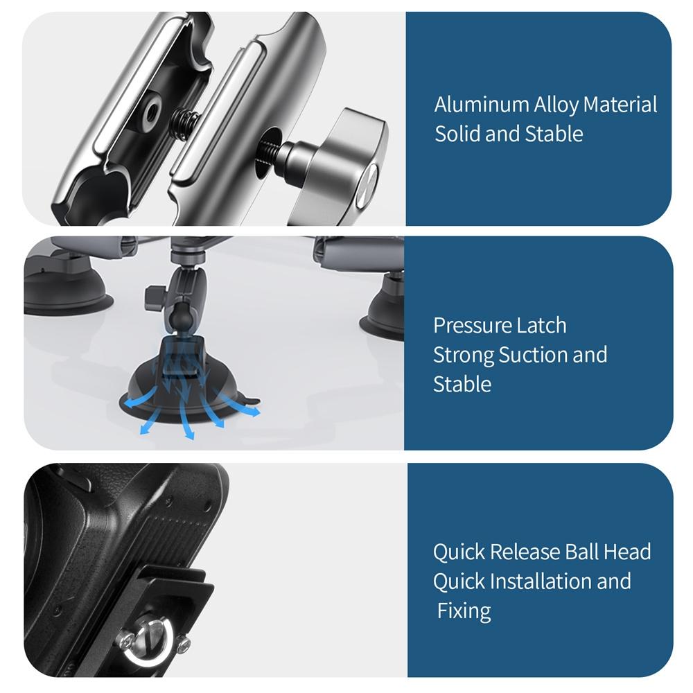 Car Mount For Action Camera With Suction Cup
