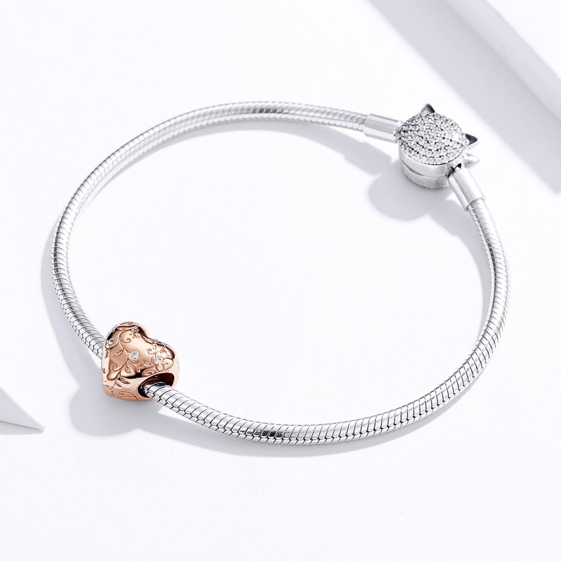 925 Sterling Silver Retro Rose Gold Beaded Bracelet Accessory