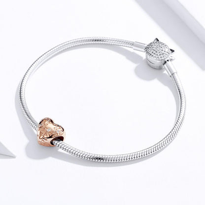 925 Sterling Silver Retro Rose Gold Beaded Bracelet Accessory