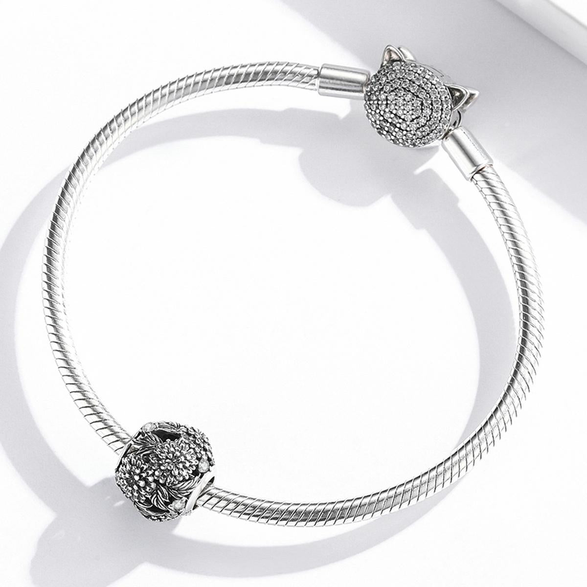 925 Sterling Silver Embossed Flower Beads For Diy Bracelets & Necklaces