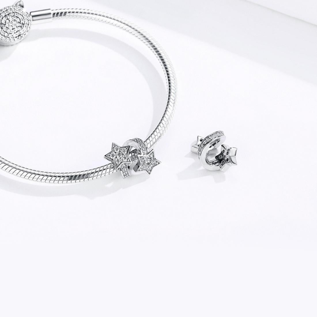 925 Sterling Silver Star Beaded Bracelet / Necklace Set