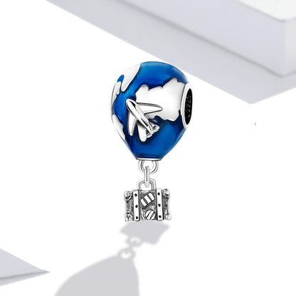 925 Sterling Silver Airplane & Hot Air Balloon Pendant For Diy Bracelets & Necklaces