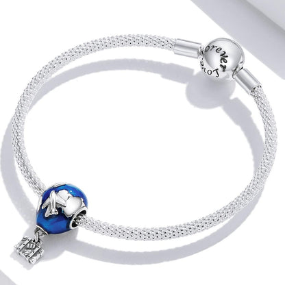 925 Sterling Silver Airplane & Hot Air Balloon Pendant For Diy Bracelets & Necklaces
