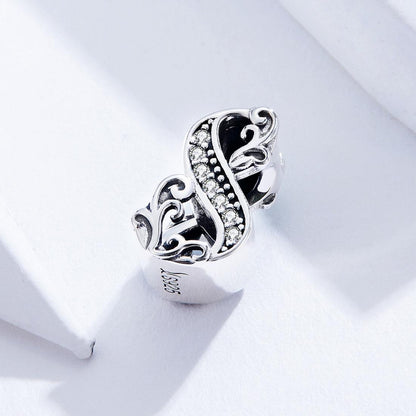 925 Sterling Silver Relief Number Series 0 9 Beads For Diy Bracelets And Necklaces Style - 8