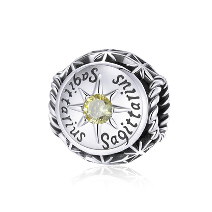 925 Sterling Silver Zodiac Beads For Diy Bracelets & Necklaces Sagittarius Style - Sagittarius