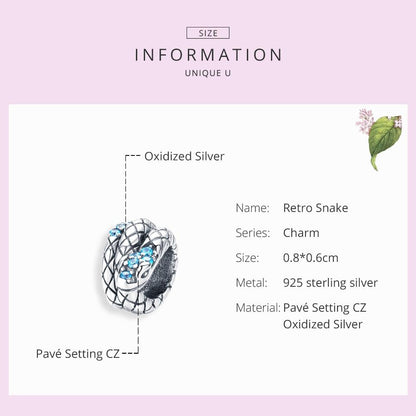 925 Sterling Silver Retro Snake Beaded Diy Bracelet