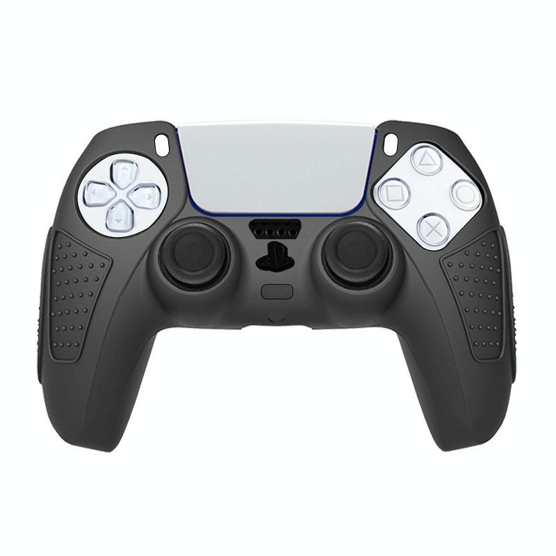 Black Silicone Protective Case for Ps5 Gamepad - Anti-skid Cover - Black + 8 Hats