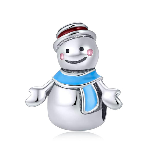 925 Sterling Silver Snowman Bead Pendant For Diy Bracelets & Necklaces