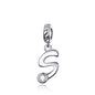 925 Sterling Silver Personalized Letter Pendant For Diy Bracelets And Necklaces Style - S
