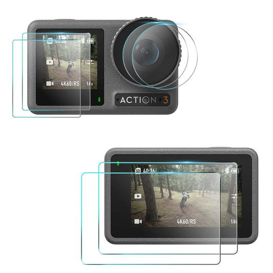 2-pack 3-in-1 Tempered Glass Screen Protectors for Front and Back Lenses