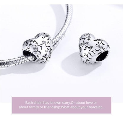 925 Sterling Silver Retro Heart Beads For Diy Bracelets