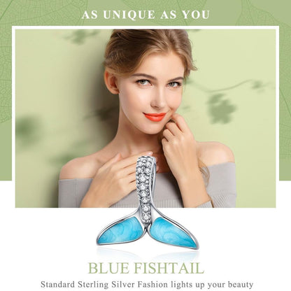 925 Sterling Silver Ocean Fishtail Pendant Necklace