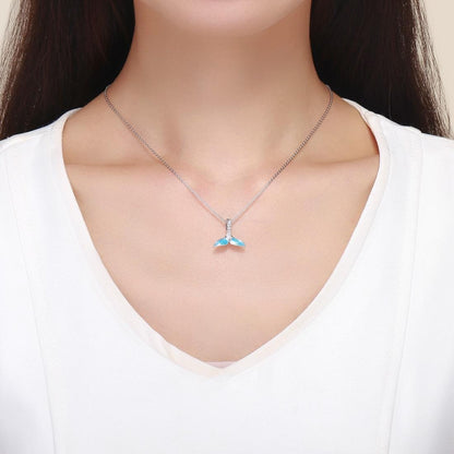 925 Sterling Silver Ocean Fishtail Pendant Necklace