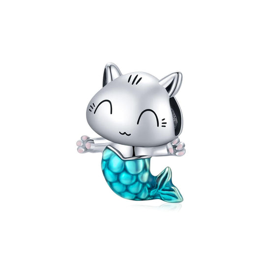 925 Sterling Silver Cat Mermaid Beads For Diy Bracelets & Necklaces