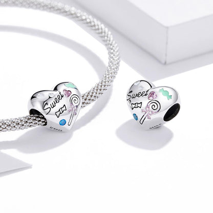 925 Sterling Silver Sweet Heart Beads For Diy Bracelets & Necklaces