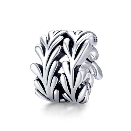 925 Sterling Silver Simple Seaweed Bead Bracelet / Necklace Set
