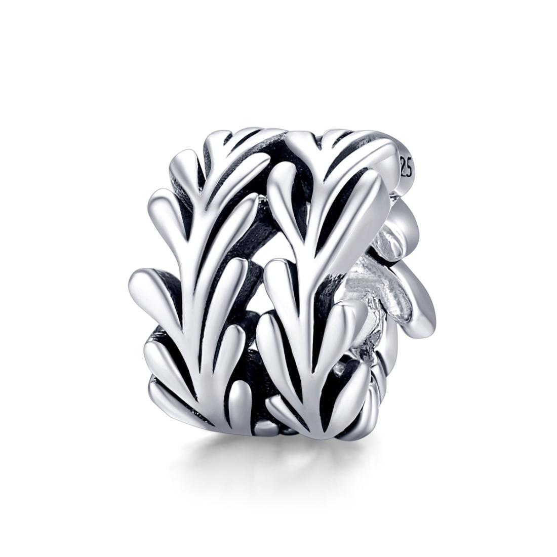 925 Sterling Silver Simple Seaweed Bead Bracelet / Necklace Set