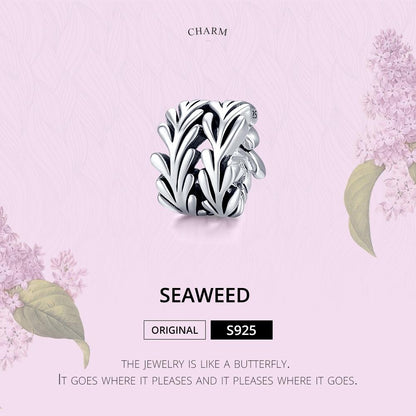 925 Sterling Silver Simple Seaweed Bead Bracelet / Necklace Set