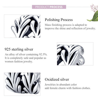 925 Sterling Silver Simple Seaweed Bead Bracelet / Necklace Set