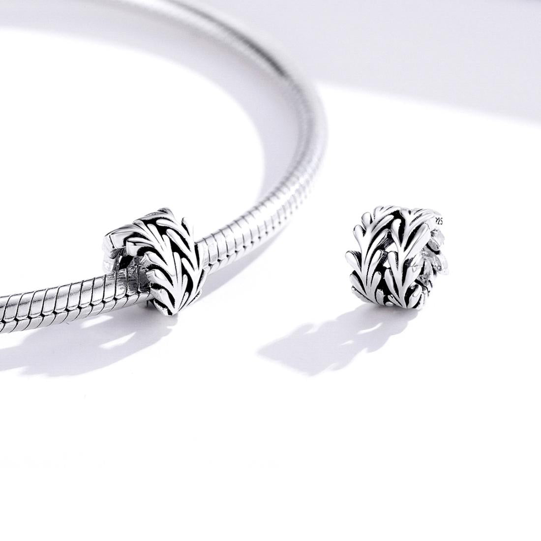 925 Sterling Silver Simple Seaweed Bead Bracelet / Necklace Set