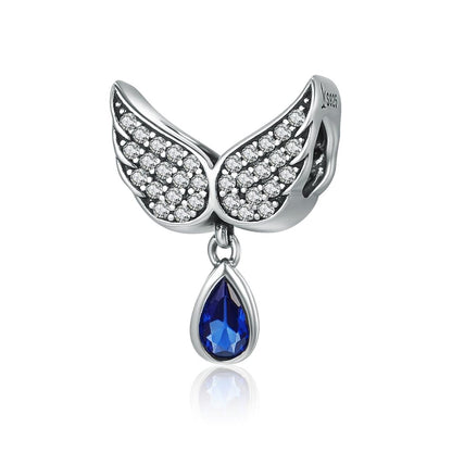 925 Sterling Silver Blue Wing Drop Beads For Diy Bracelets