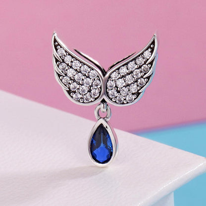 925 Sterling Silver Blue Wing Drop Beads For Diy Bracelets