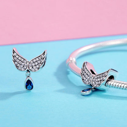 925 Sterling Silver Blue Wing Drop Beads For Diy Bracelets
