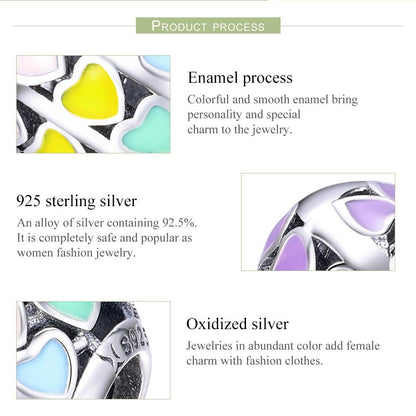 925 Sterling Silver Diy Bracelet Accessory Heart Shaped Oil Drop Beads