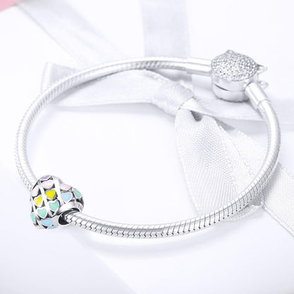 925 Sterling Silver Diy Bracelet Accessory Heart Shaped Oil Drop Beads