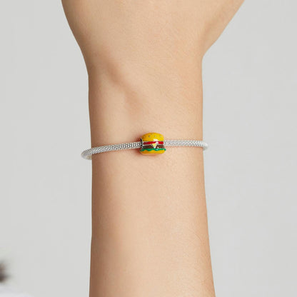 925 Sterling Silver Burger Bead For Diy Bracelet / Necklace