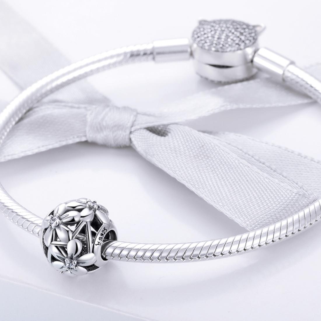 925 Sterling Silver Flower Shaped Beads For Diy Bracelets