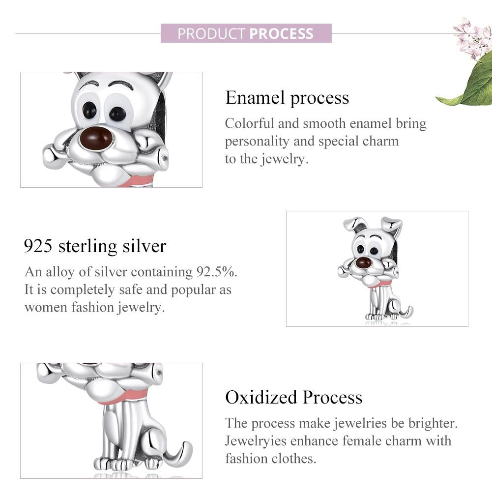 925 Sterling Silver Dog Beads For Diy Bracelets & Necklaces