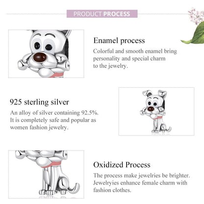 925 Sterling Silver Dog Beads For Diy Bracelets & Necklaces