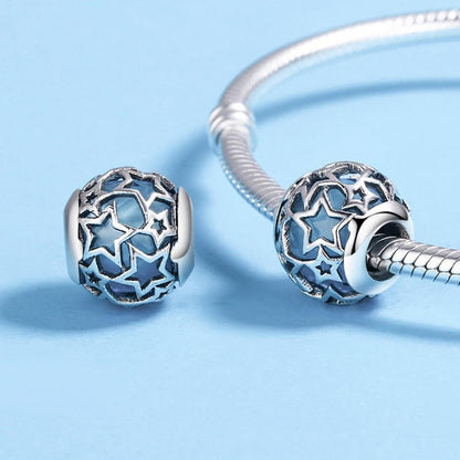 925 Sterling Silver Starry Sky Beads For Diy Bracelets & Necklaces