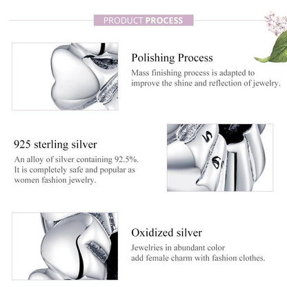 925 Sterling Silver Heart Beads For Diy Bracelets & Necklaces
