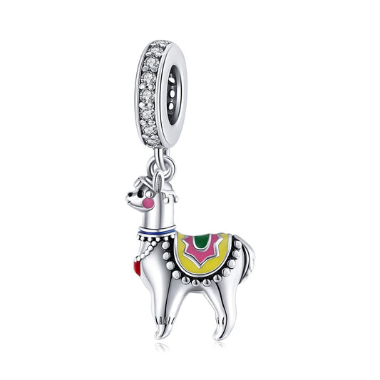 925 Sterling Silver Adorable Alpaca Pendant For Diy Bracelets & Necklaces