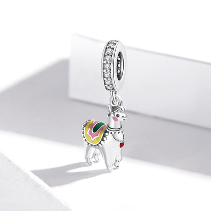 925 Sterling Silver Adorable Alpaca Pendant For Diy Bracelets & Necklaces